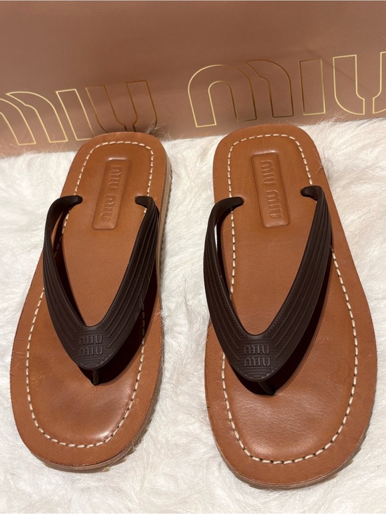 Miu Miu Shoes - Miu Miu Dark Brown Thong Sandals